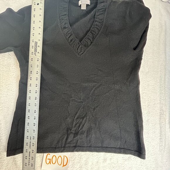 Women's Black 2-Ply Cashmere Sweater XL V-Neck Long Sleeve Pullover Soft Warm - Picture 6 of 6
